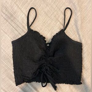 Black ruched cropped cami